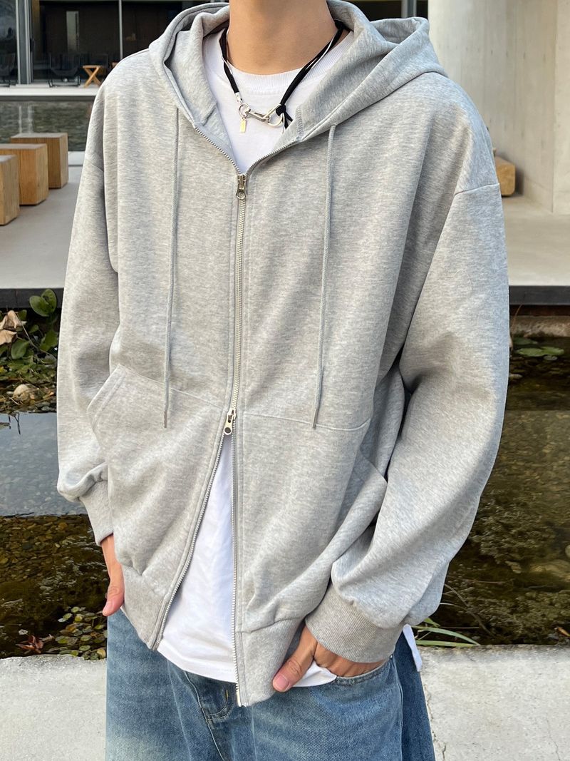 Basic Two-Way Hood Zip-Up (2 Colors)