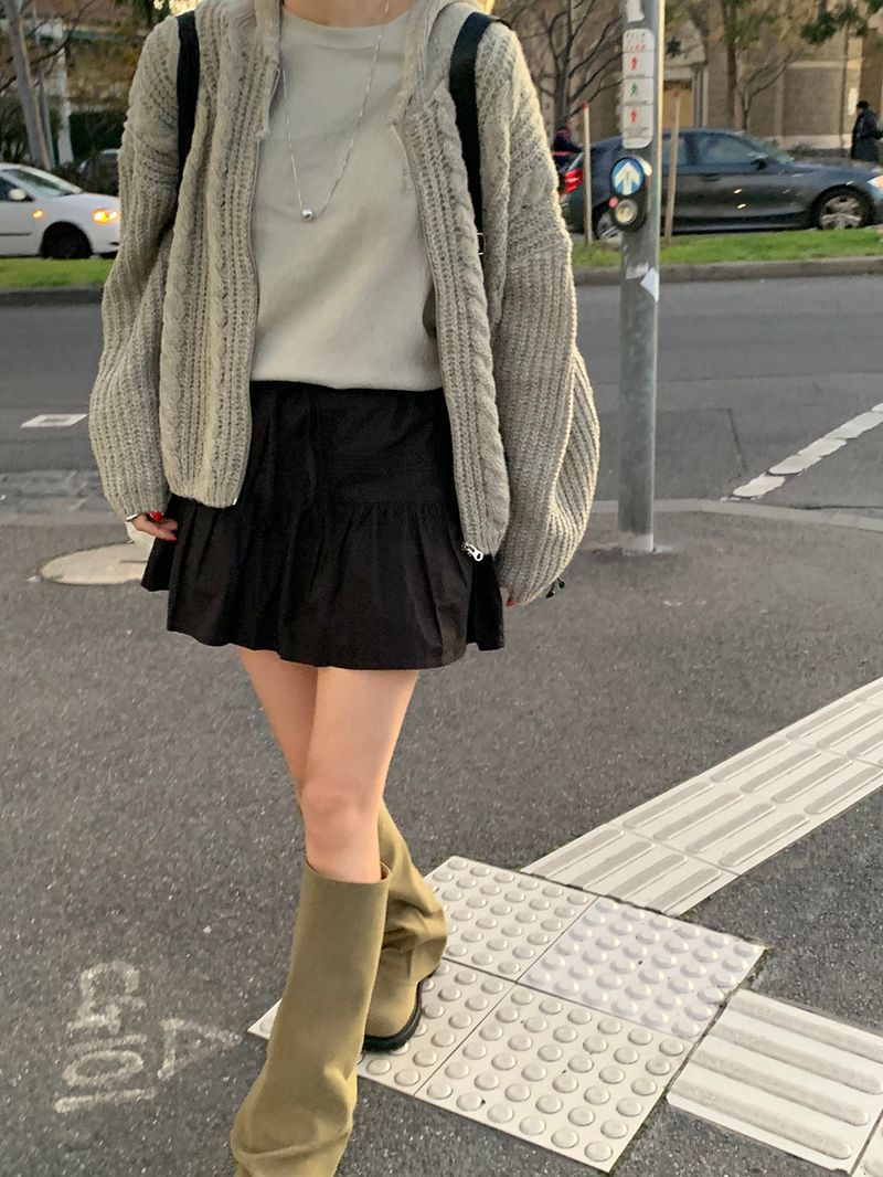 [MADE] Sorbet Twisted Knitted Hooded Cardigan