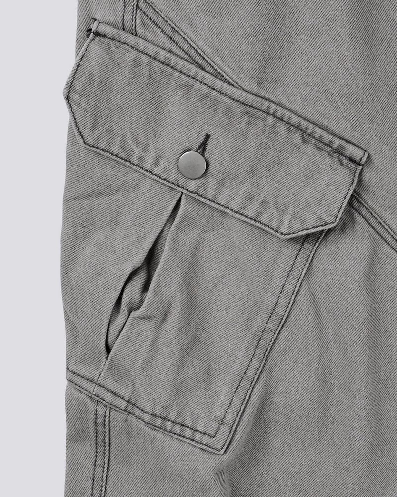 Bion Gray Wash Cargo Denim Pants