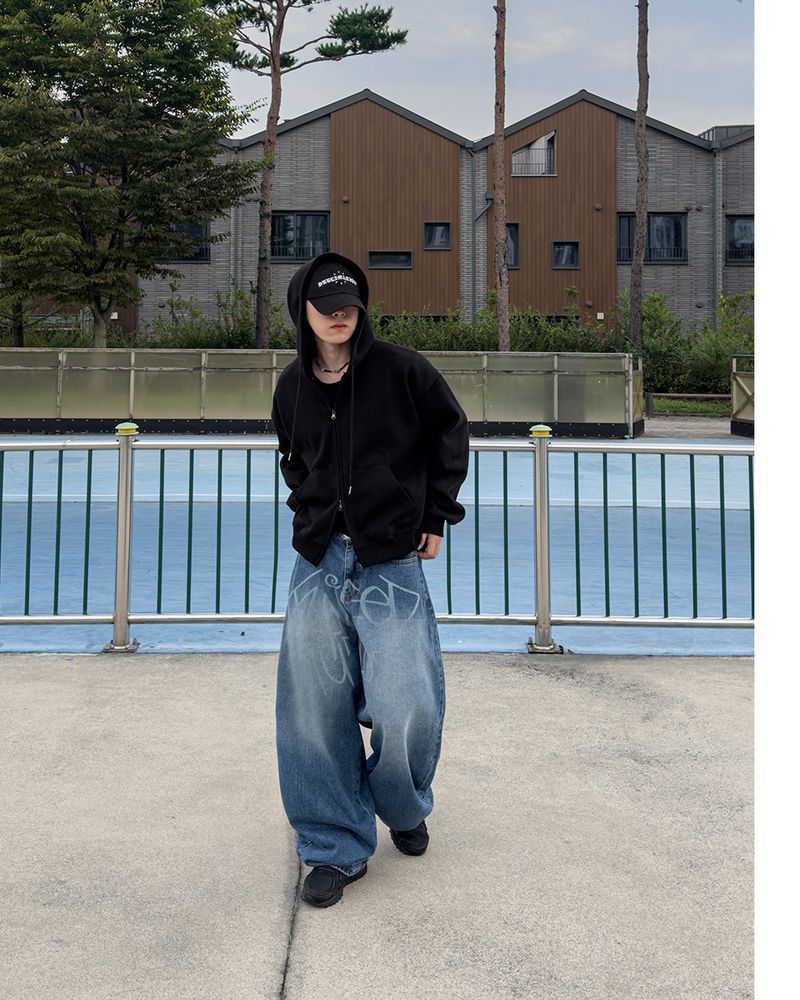 Clean Two-way Crop Hood Zip-up