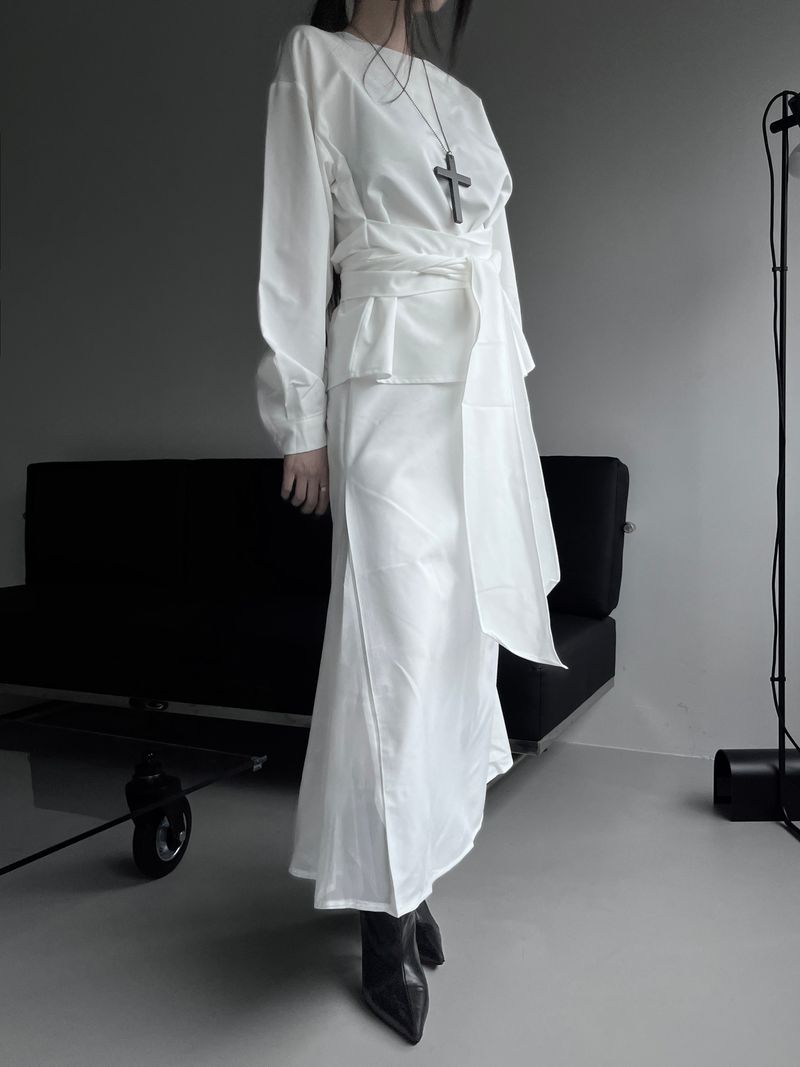 twin sheer belted set-up (4color)
