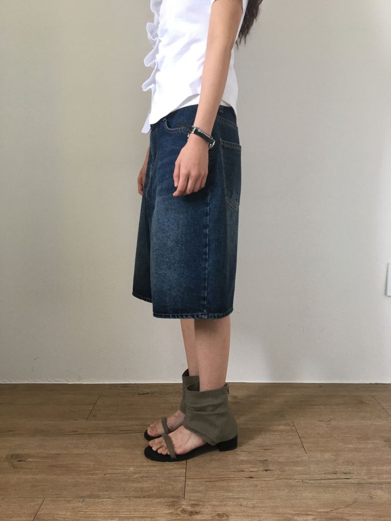 Linen ankle open sandals