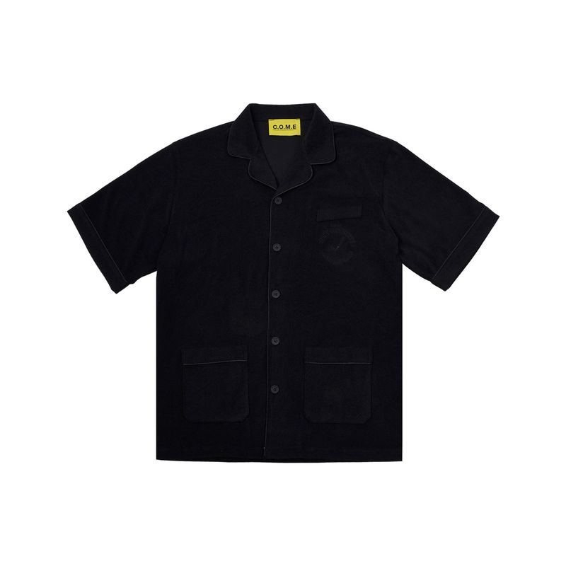 C.O.M.E（シーオーエムイー）の「[UNISEX] Piped Terry Short-Sleeved shirt (Black)（Tops）」