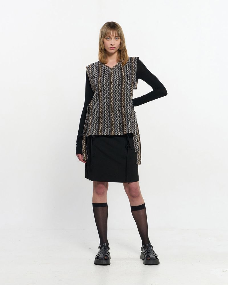  V neck knit Vest _ BROWN