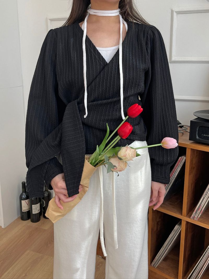 Knit Wrap Blouse