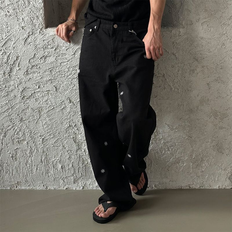 Minimal patch semi wide pants (3color)