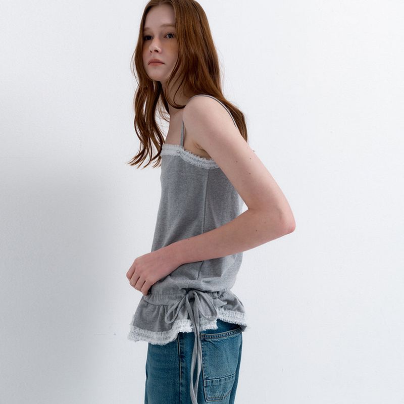 Frill Layered Sleeveless Melange Gray