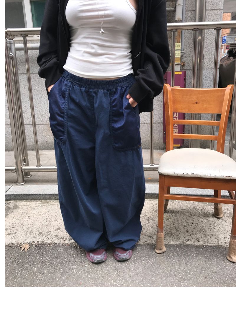 Mesh pocket cotton pants