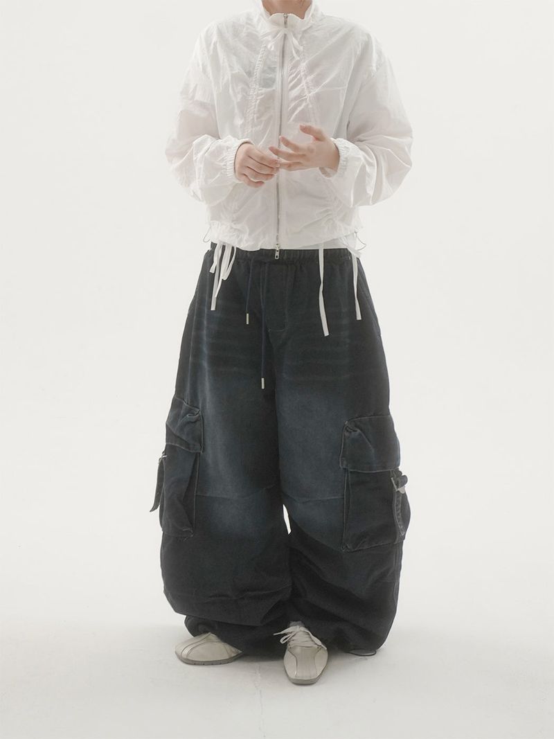 Crinkle shirring ribbon windbreaker -2C