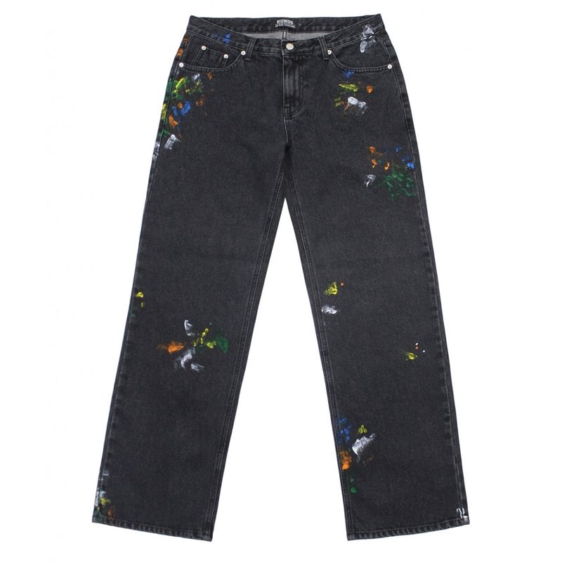 RUNDS(ランド)の「painting wide denim pants (washed black)(Pants)」