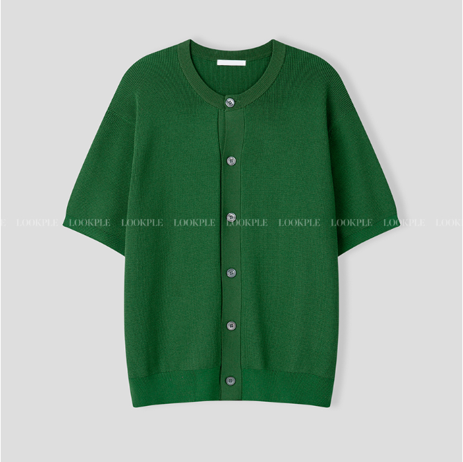  Slag Cooling Hachi Knit Short Sleeve Round Cardigan