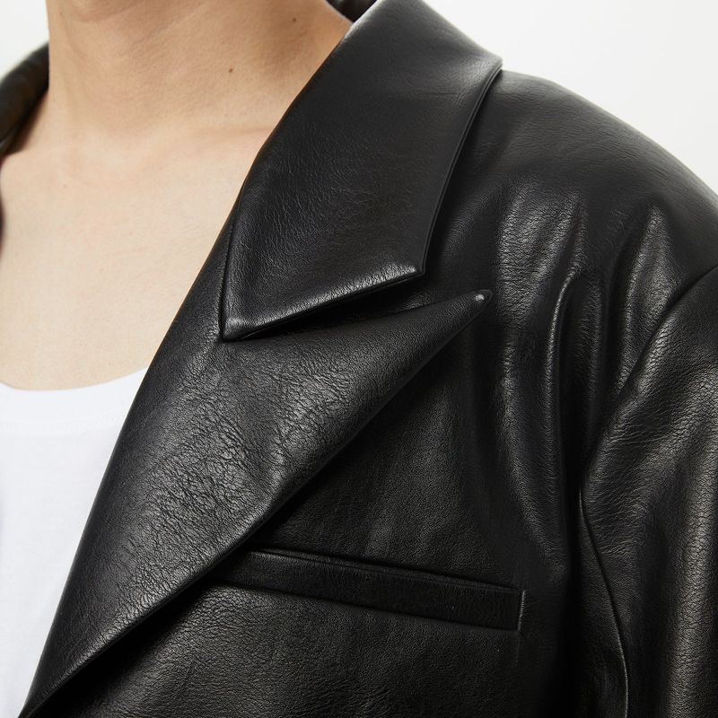 big shoulder zipper blazer