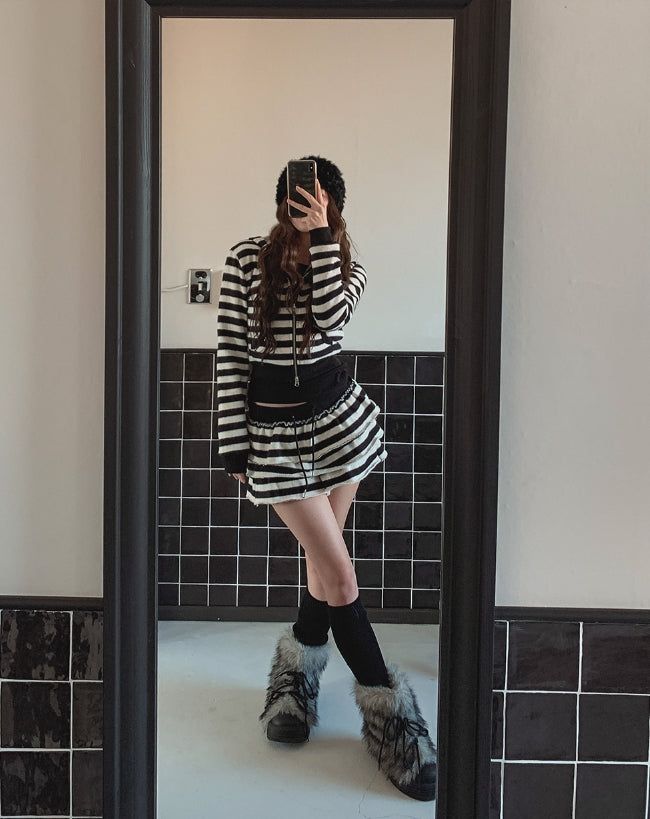 Pierre Stripe Set-up Two-Way Hood Zip-Up
