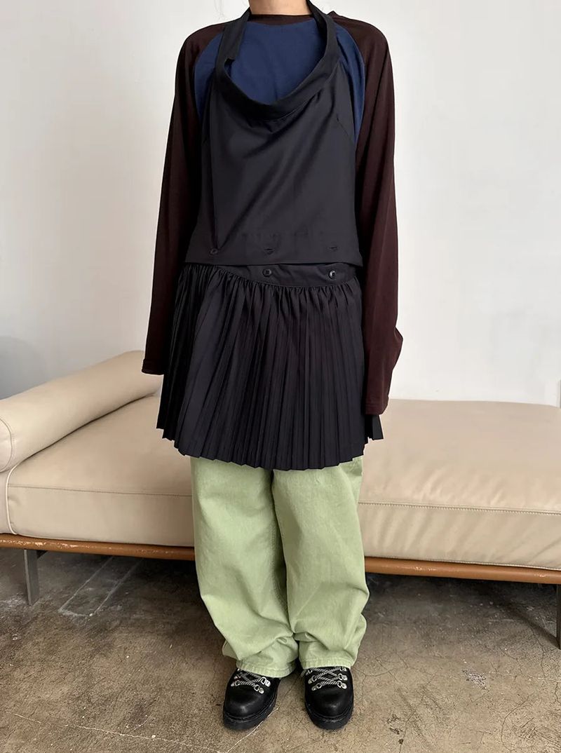 halter pleats layered dress