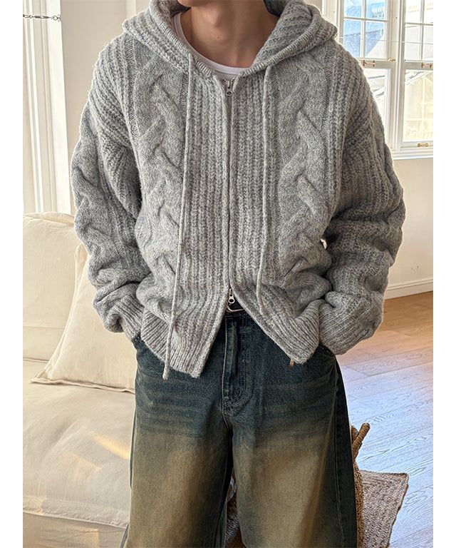 LAURANT（ロラン）の「[F/W] ヘビーウールニットフードジップアップ(4color)（トップス）」