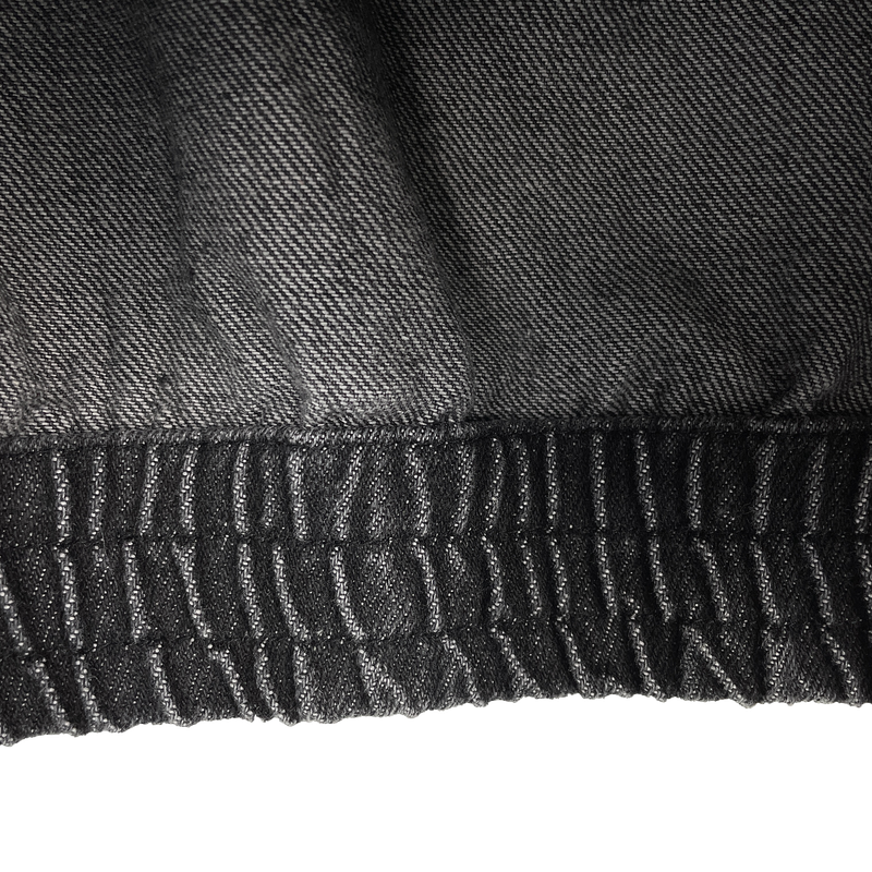 denim curved pocket jumper