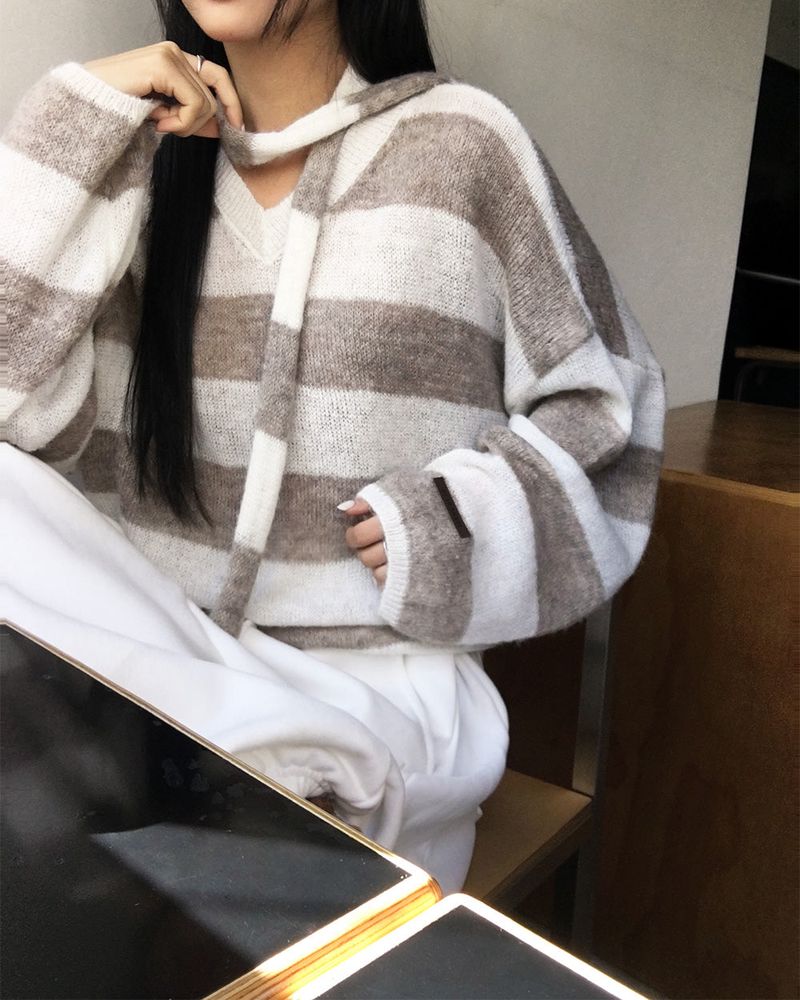 [ORIGINAL] LACKUN Striped Muffler Knit Set