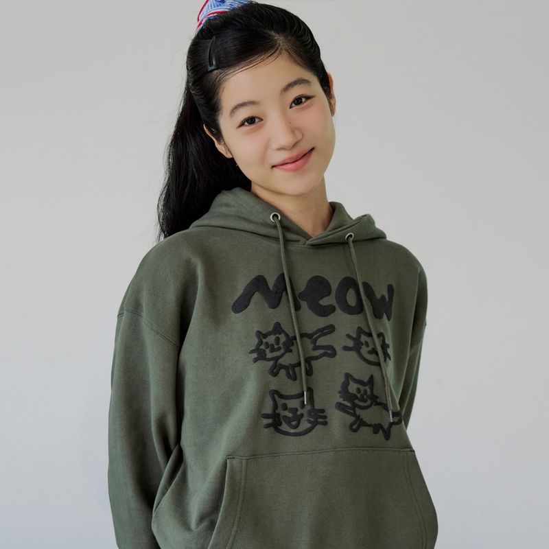 DOODLE MEOW HOODIE (KHAKI)