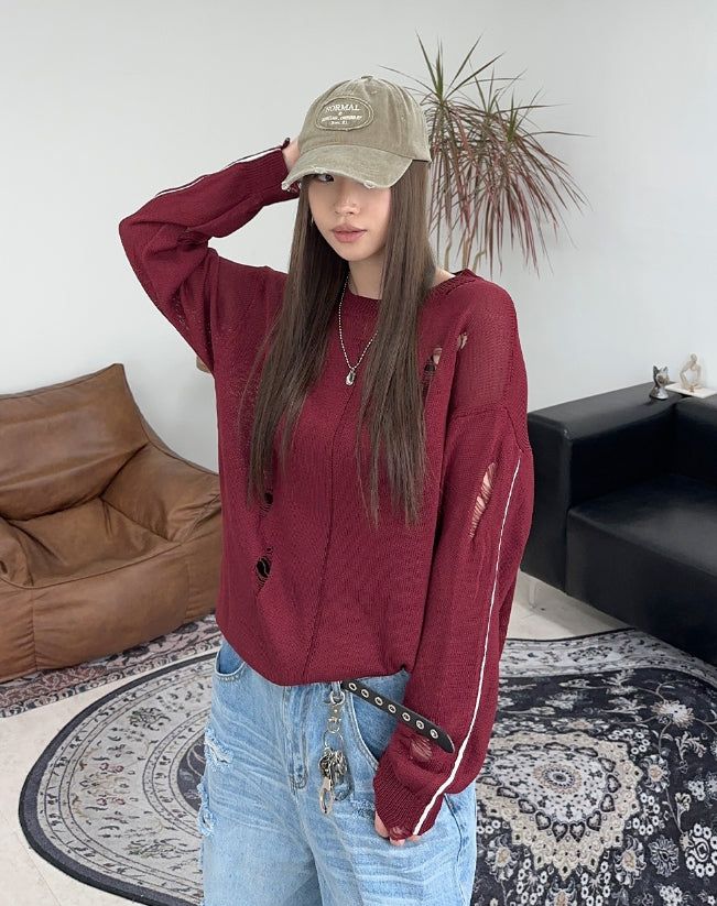SATIIIZ（サティーズ）の「Tekin Damage Summer Knit（Tops）」