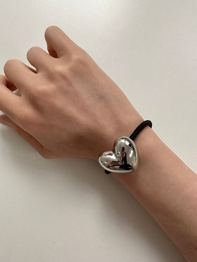 Silver heart hair tie