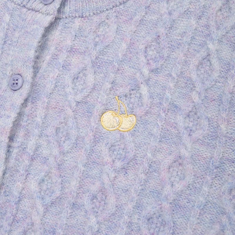 SMALL CHERRY CABLE KNIT CARDIGAN [LAVENDER]