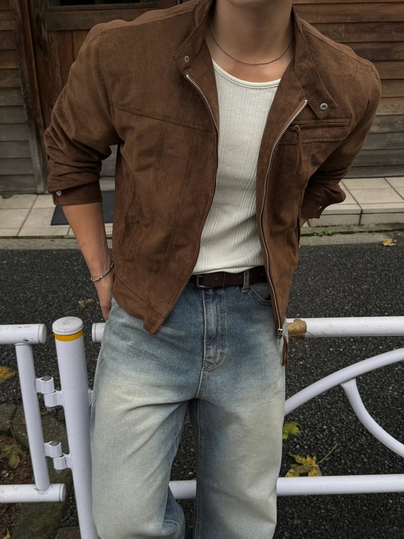 Dip biker suede crop jacket