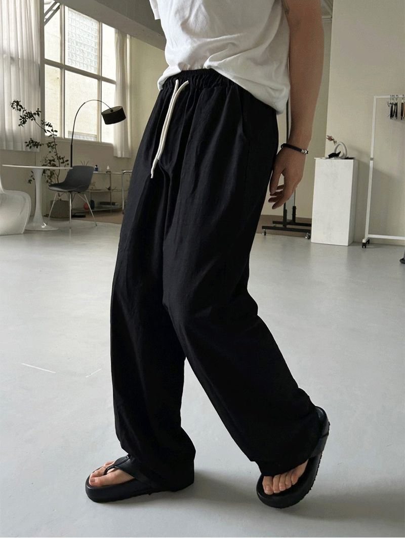 ice linen banding pants