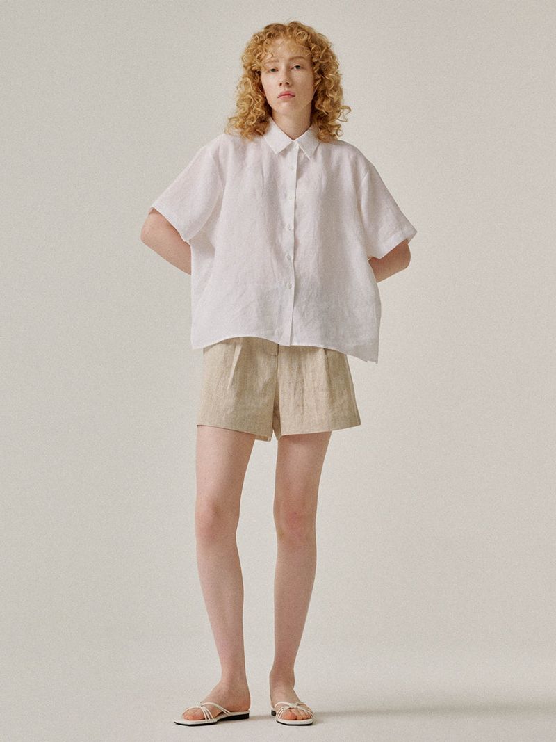 Linen half shirts (Ivory)
