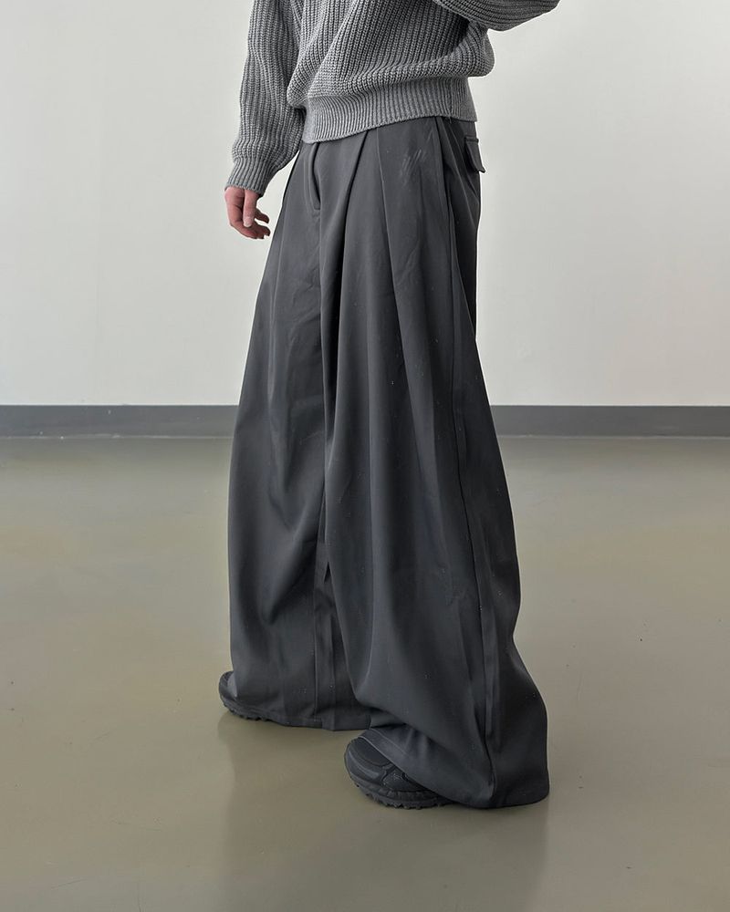 Ian Double-Pleat Wide Slacks