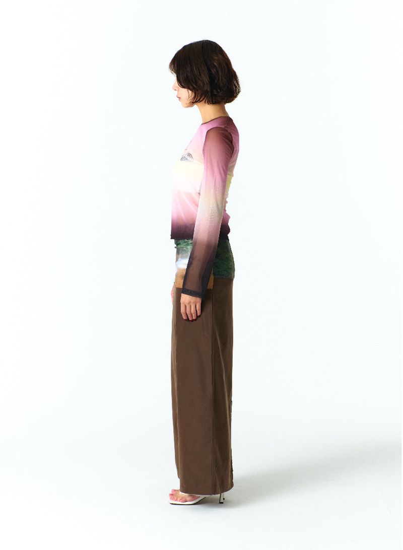 MEDITATIVE IMAGE MAXI SKIRT(BROWN)