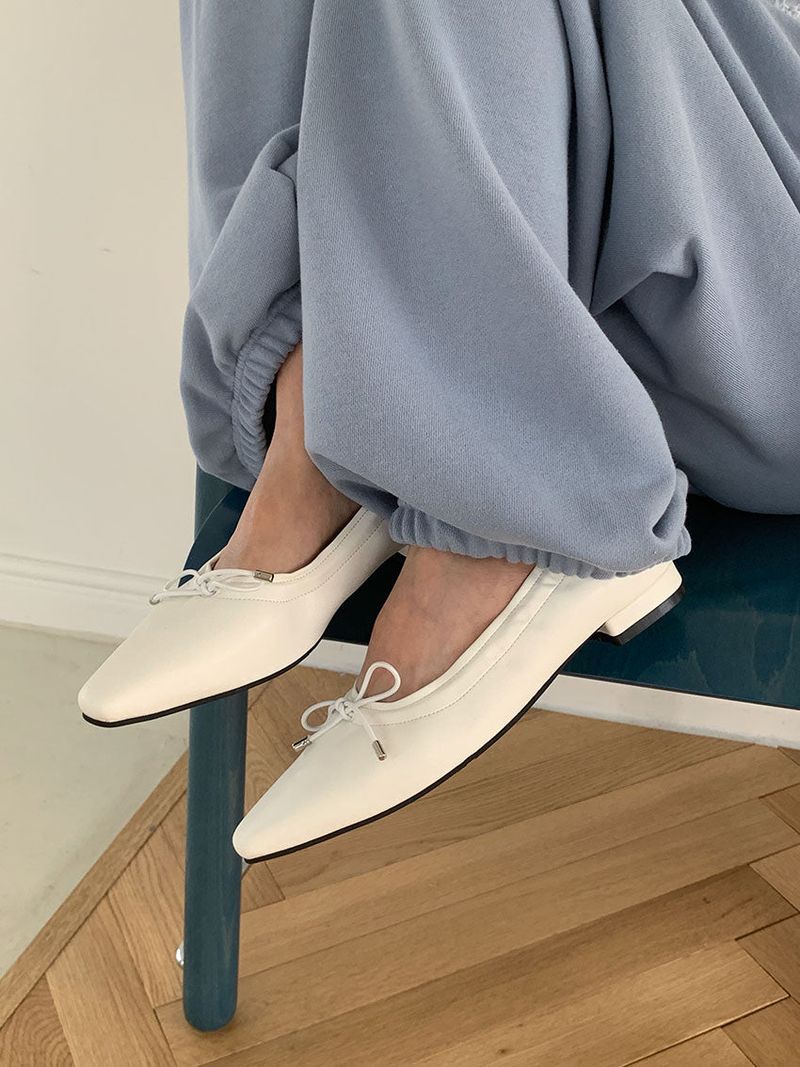 RIBBON SHIRRING FLAT SHOES (4color)