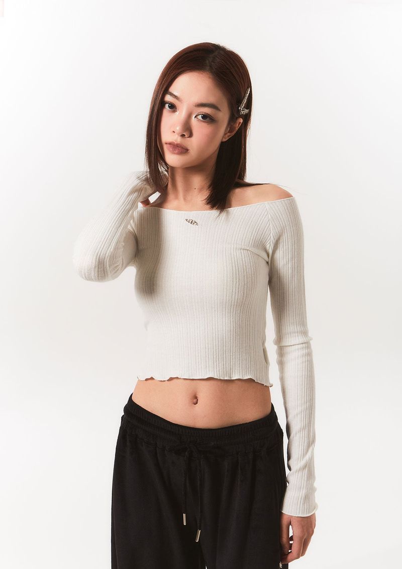 smooth off shoulder top - ivory