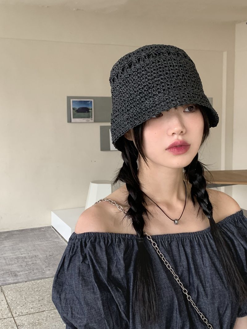 Wako summer straw bungee bucket hat