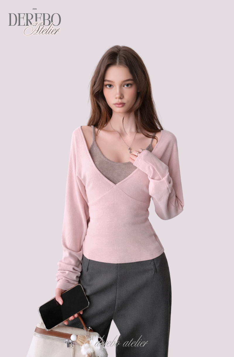 Renea Pink Layered Two-Piece Knitwear