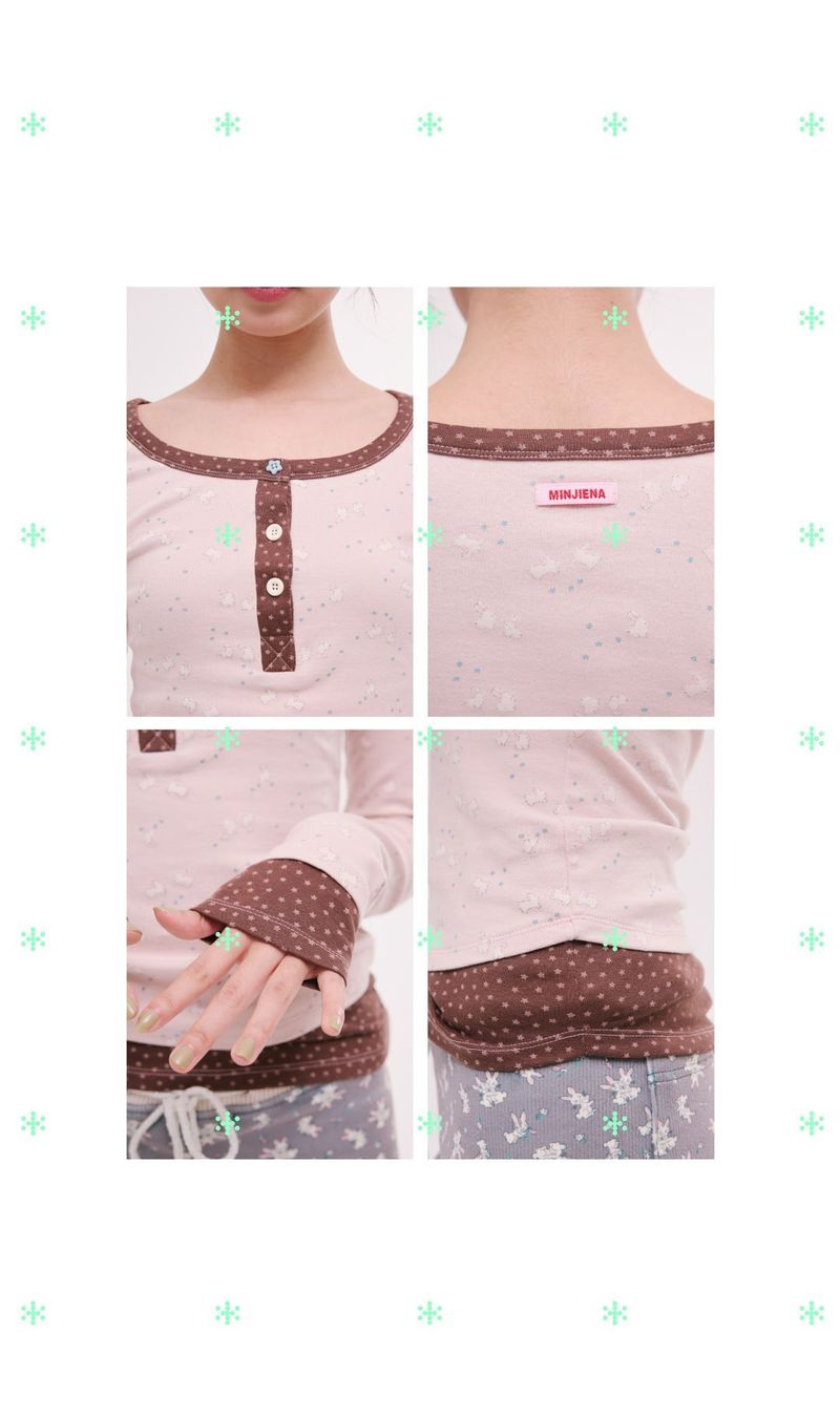 star rabbit long sleeve pink