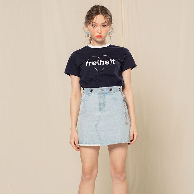 EYELET DENIM SKIRT (LIGHT)