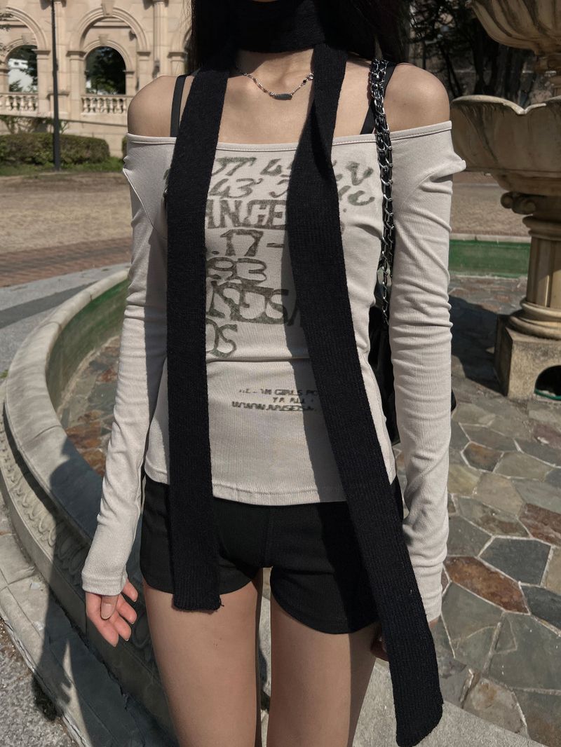Winter long tie knit muffler (4 colors)
