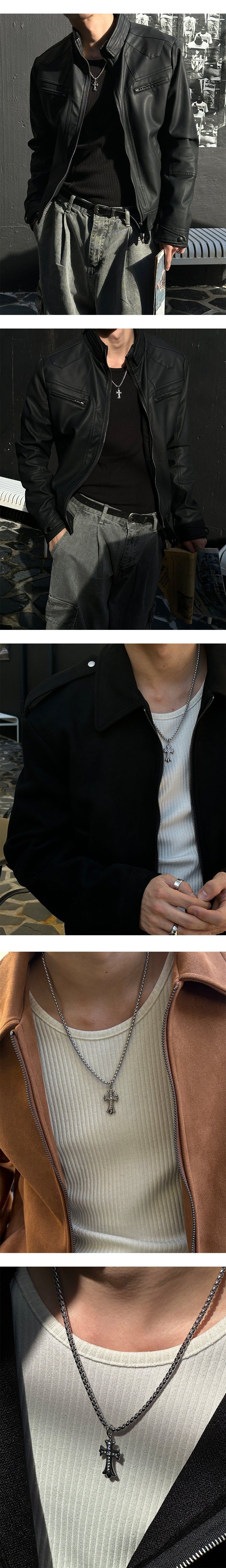[SURGICAL STEEL] Reverse cubic cross necklace