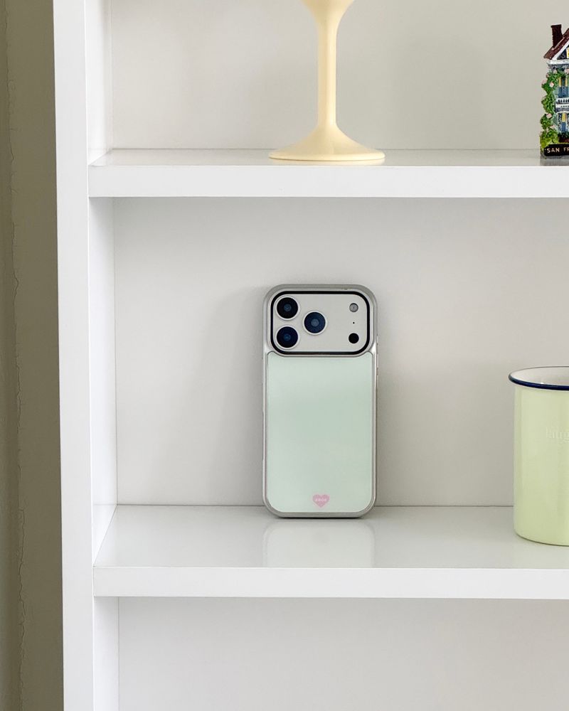 [Magsafe] MINT CREAM Silver Glass Bumper Case