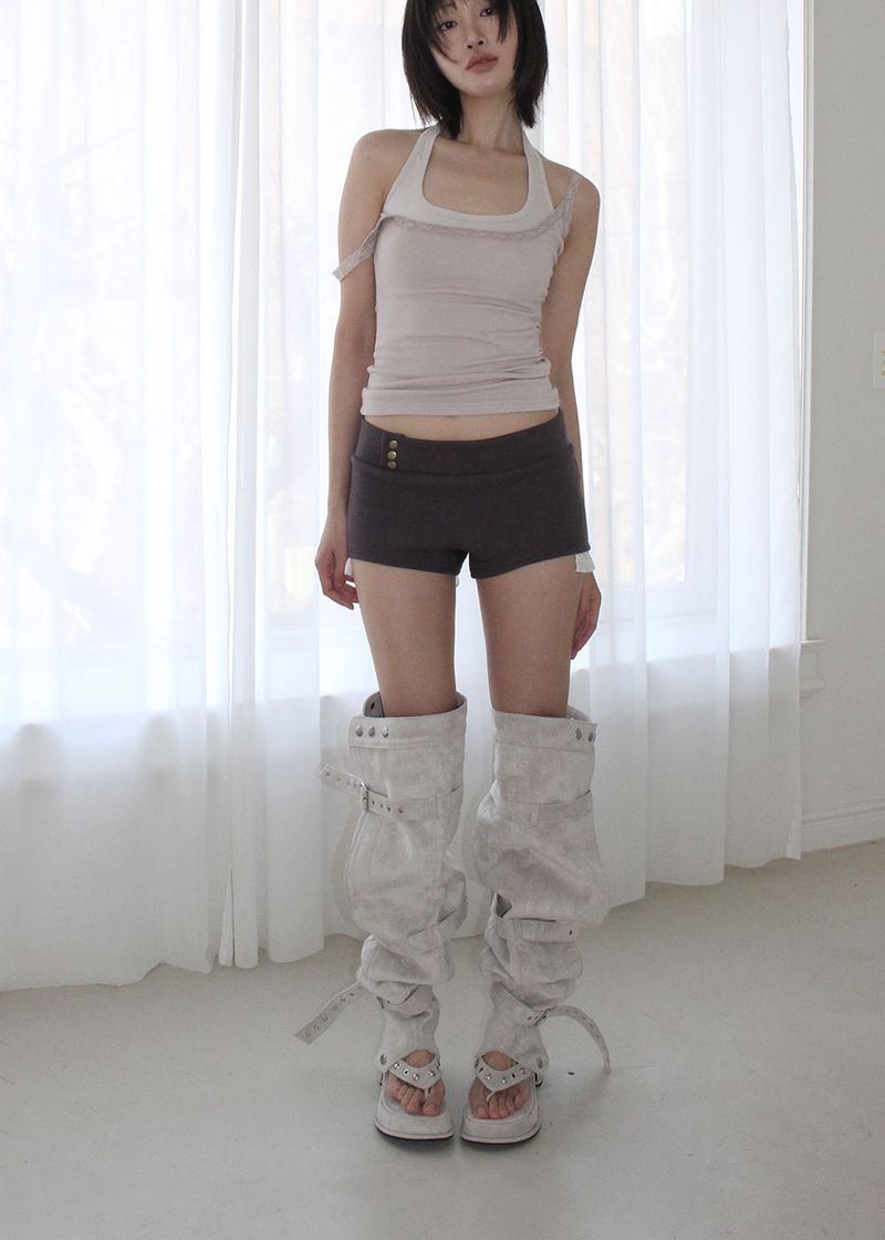 BUCKLE THIGH BOOTS FLIPFLOPS (3color)