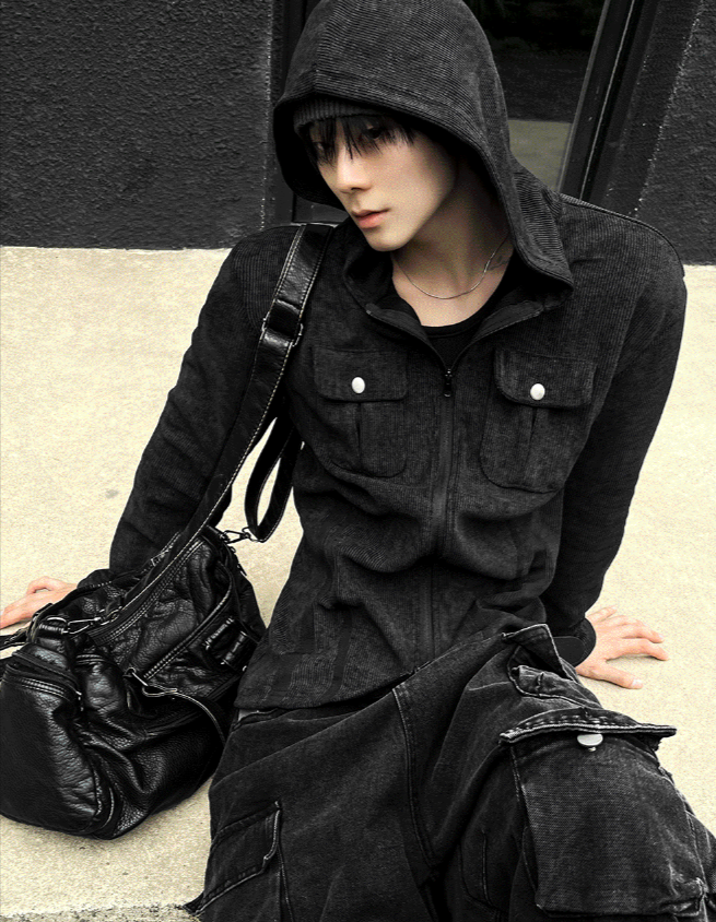 COSYHARU(コシハル)の「Pigment long-sleeved line hooded zip-up(Tops)」