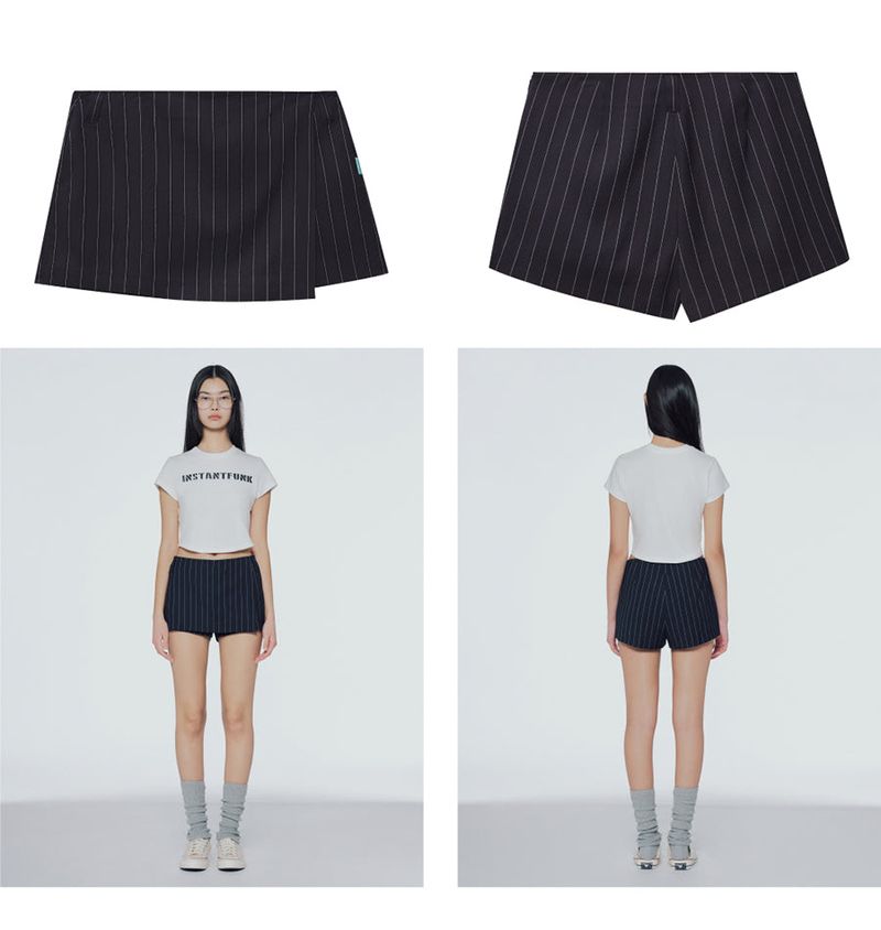 Wrap-front mini skirt pants