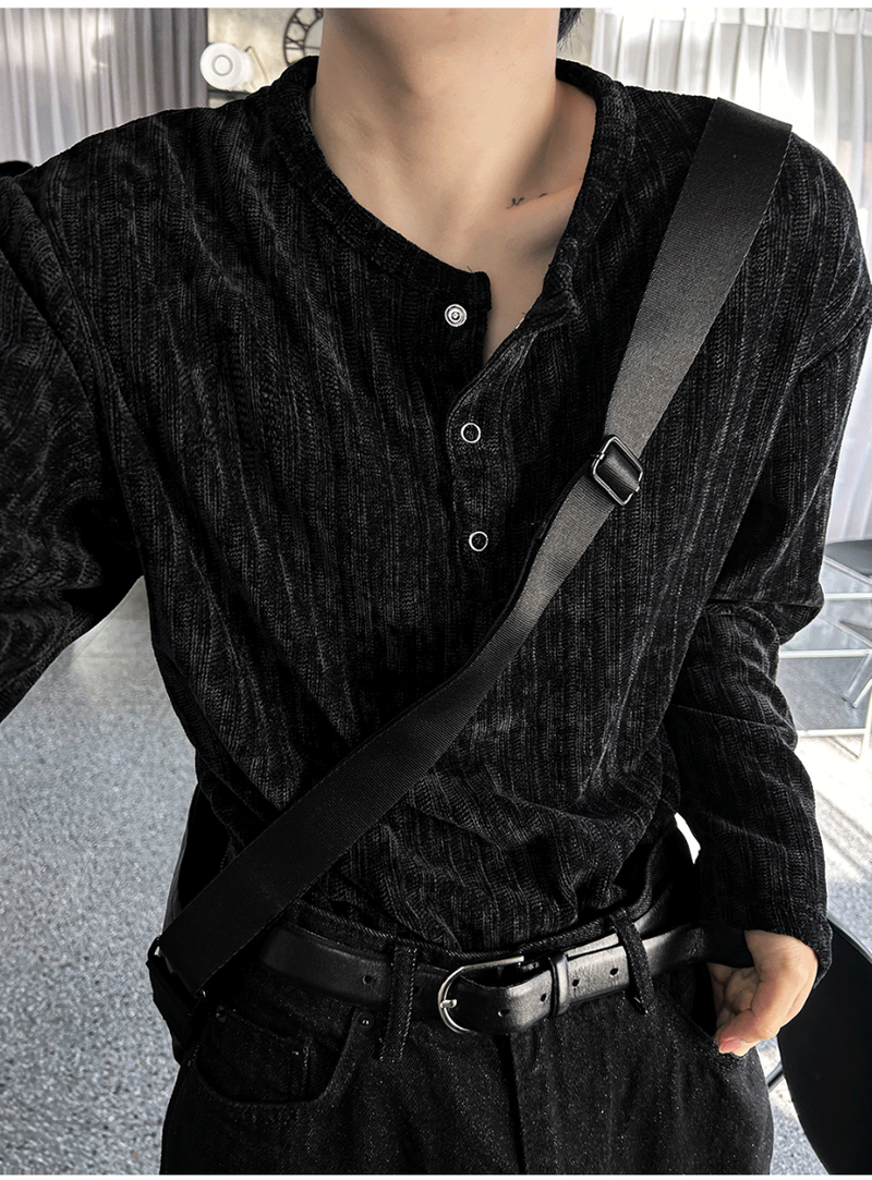 velia corduroy button henly-neck