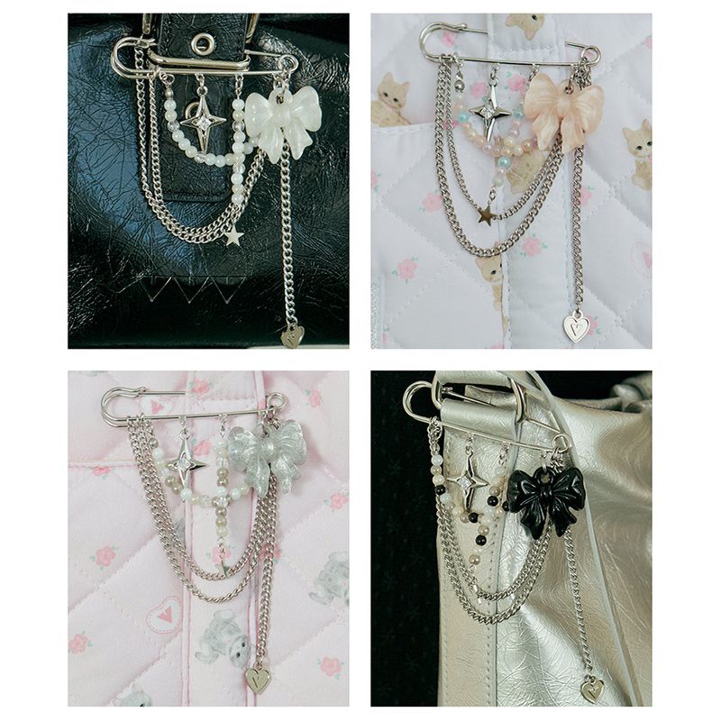 Princess Ribbon Safety Pin Keyring