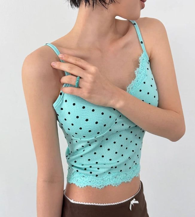[with cup] PETIT DOT LACE SLEEVELESS