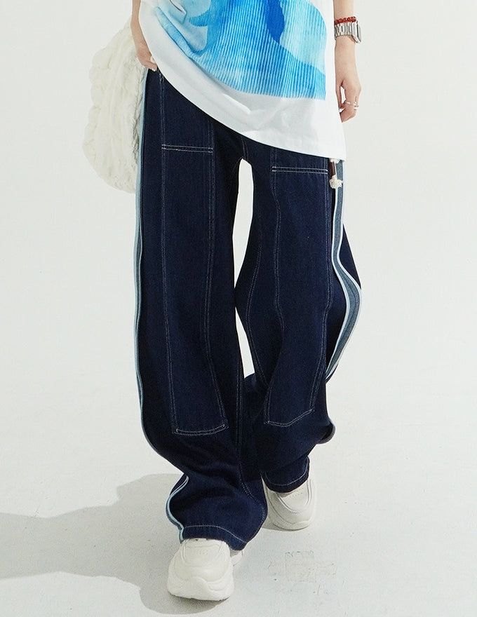 [BELT SET] Rope Line Denim Pants