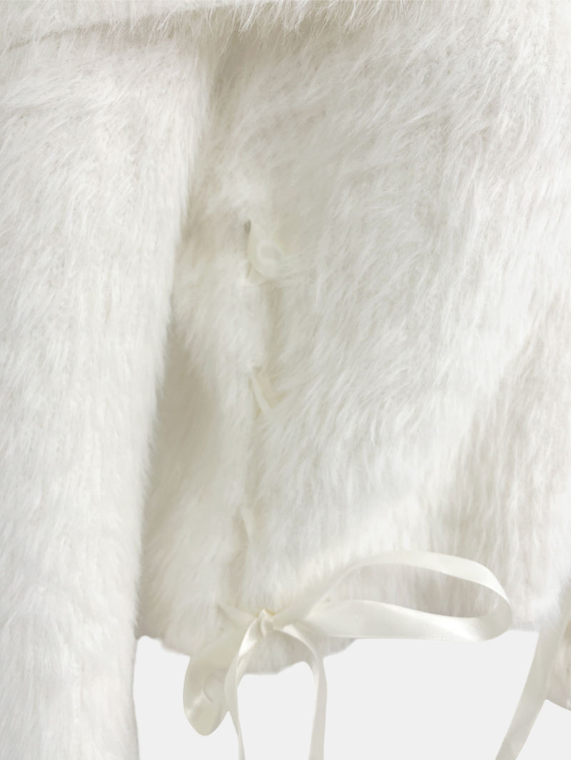 Elle Ribbon Fur Shoulder Knit