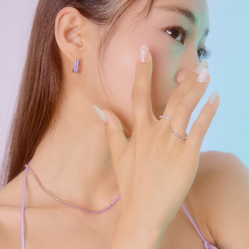 [S925] 2MM Pastel Tennis Rilng (silver)