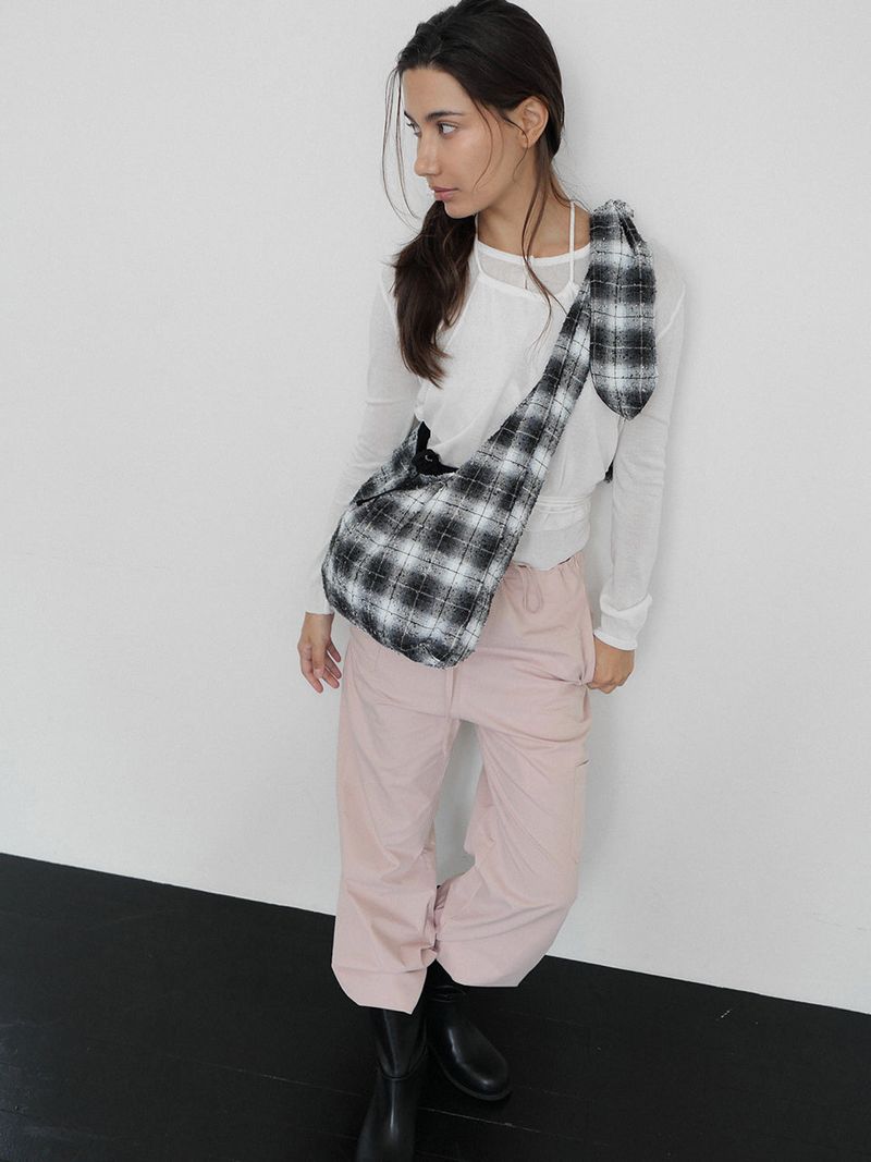 VOOR(ボル)の「Vintage Check Knot Shoulder&Cross Bag_Black&White(Bags)」