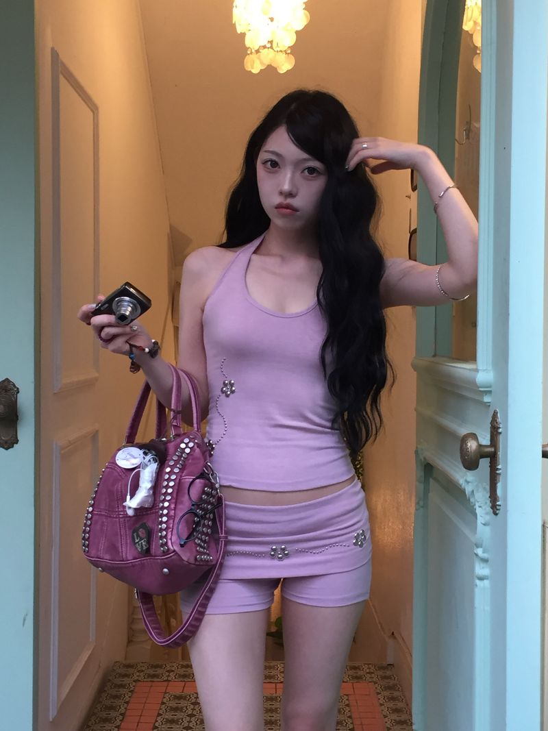 Flower Stud Fold Shorts(Skirt)